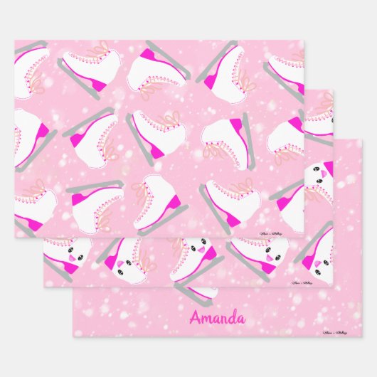 3-SET persoonlijke ijskaarpatronen roze cadeau Inpakpapier Vel (Set)