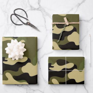 3-set rustiek camouflage inpakpapier vel