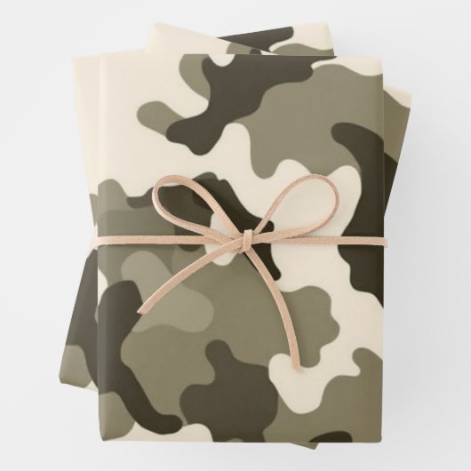 3-set Tan en Brown Army Style Wrapping Paper (In situ)