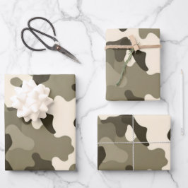 3-set Tan en Brown Army Style Wrapping Paper