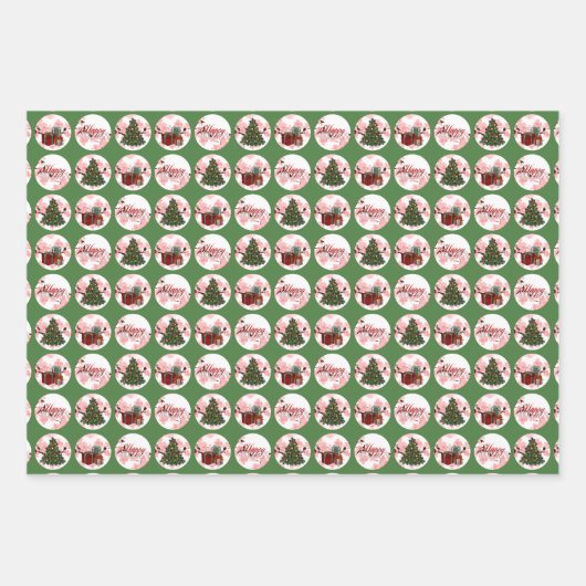 3 sets kerstinpakpapier inpakpapier vel (Voorkant 3)