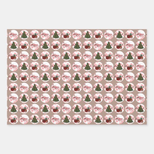 3 sets kerstinpakpapier inpakpapier vel (Voorkant)