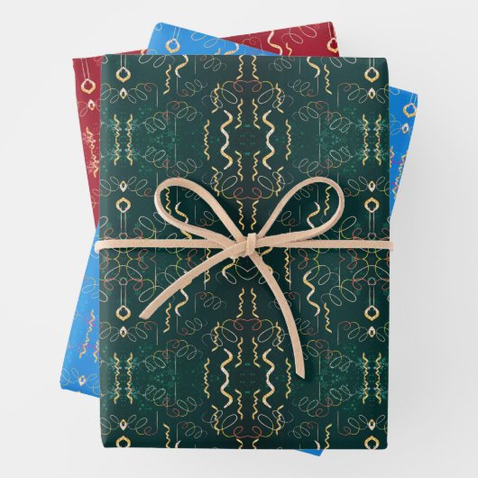 3 Sets Party Time Gift Wrap Inpakpapier Vel (In situ)