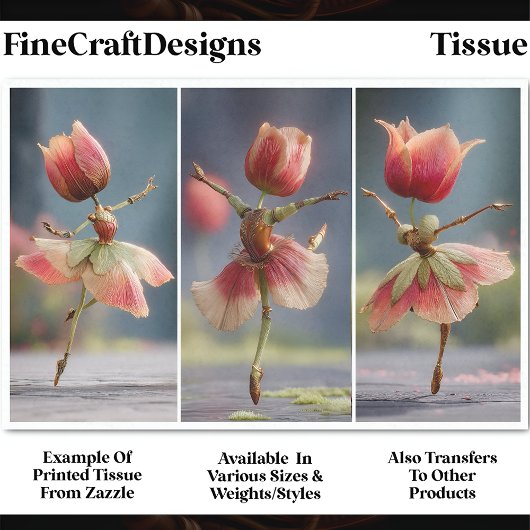 3 Shabby Chic Flower Dancers, Roos DJ6L Decoupage Tissuepapier