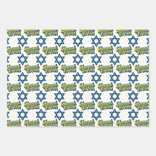 3 Shanah Tovah inpakvellen Inpakpapier Vel (Voorkant)