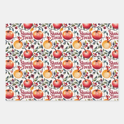 3 Shanah Tovah inpakvellen Inpakpapier Vel (Voorkant 3)