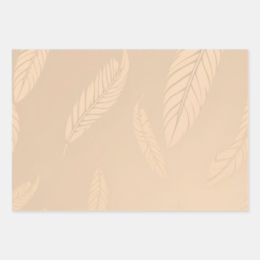 3 Sheet Feather & Flower Wrapping Paper (Voorkant)