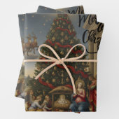 3-Sheet Nativity Santa Christmas Gift Wrap Inpakpapier Vel (In situ)