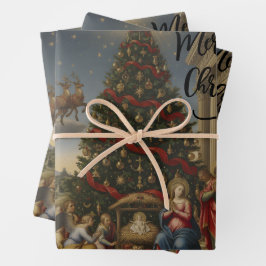 3-Sheet Nativity Santa Christmas Gift Wrap Inpakpapier Vel
