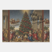 3-Sheet Nativity Santa Christmas Gift Wrap Inpakpapier Vel (Voorkant)