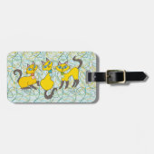 3 Siamese katten met Retro Organic Shapes Bagagelabel (Voorkant horizontaal)
