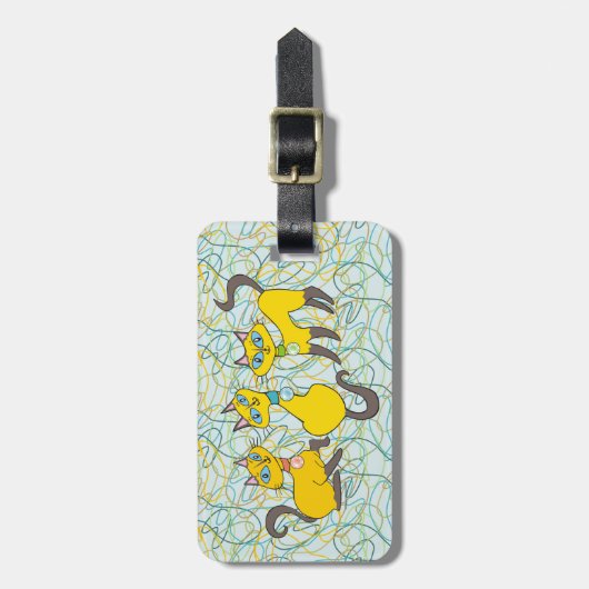 3 Siamese katten met Retro Organic Shapes Bagagelabel (Voorkant verticaal)