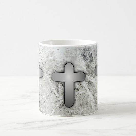 3 Silver Crosses Silver en White Koffiemok (Center)