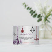 3 Silver Red- en Black Chandeliers Damask Wedding Informatiekaartje (Staand voorkant)