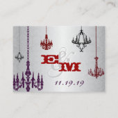 3 Silver Red- en Black Chandeliers Damask Wedding Informatiekaartje (Achterkant)