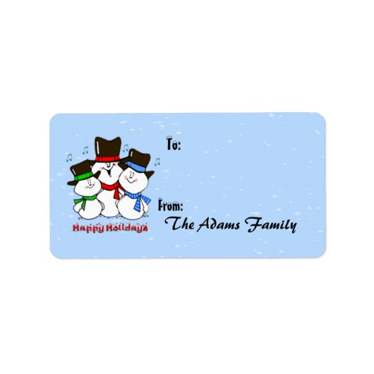 3 Singing Snowmen Gift Label (Voorkant)