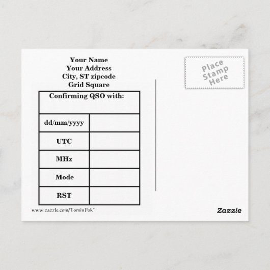 3 Sjabloon van de Kaart QSL van het afbeelding de (Achterkant)