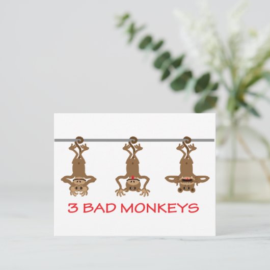3 Slechte apen Briefkaart (Staand voorkant)