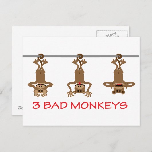 3 Slechte apen Briefkaart (Voorkant / Achterkant)