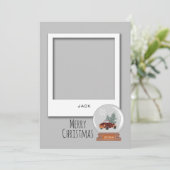3 Snapshot Foto, Snow Wereldbol Kerstmis Feestdagenkaart (Staand voorkant)