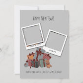 3 Snapshot Foto, Snow Wereldbol Kerstmis Feestdagenkaart (Achterkant)