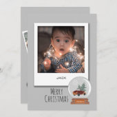 3 Snapshot Foto, Snow Wereldbol Kerstmis Feestdagenkaart (Voorkant / Achterkant)