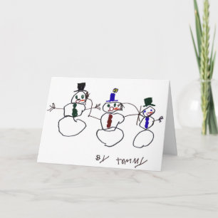 3 sneeuwmannen feestdagen kaart