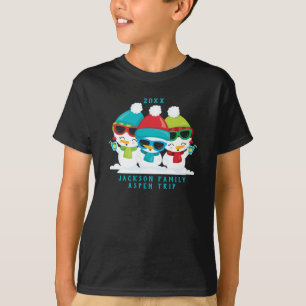 3 Sneeuwmannen Kerst Winter Familie Aangepaste Tek T-shirt