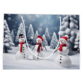 3 sneeuwpoppen in de bossen groot cadeauzakje (Achterkant)