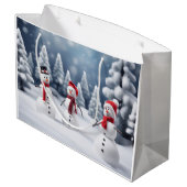 3 sneeuwpoppen in de bossen groot cadeauzakje (Achterkant Gekanteld)