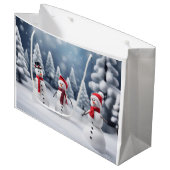 3 sneeuwpoppen in de bossen groot cadeauzakje (Voorkant Gekanteld)