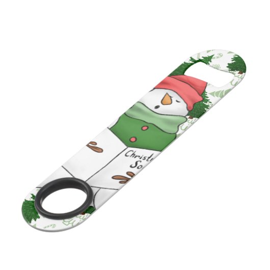 3 Snowman Carolers Speed Flessenopener (Voorkant Gekanteld)