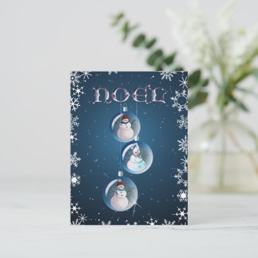 3 SNOWMEN EN SNOWFLAKES VAN SHARON SHARPE BRIEFKAART (Staand voorkant)