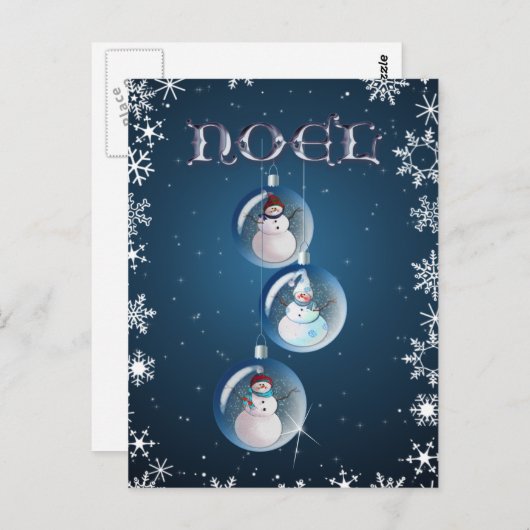 3 SNOWMEN EN SNOWFLAKES VAN SHARON SHARPE BRIEFKAART (Voorkant / Achterkant)
