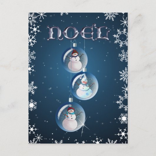 3 SNOWMEN EN SNOWFLAKES VAN SHARON SHARPE BRIEFKAART (Voorkant)