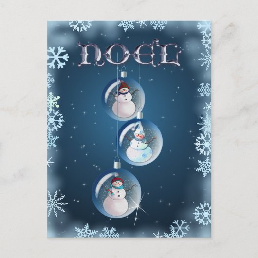 3 SNOWMEN EN SNOWFLAKES VAN SHARON SHARPE FEESTDAGENKAART (Voorkant)