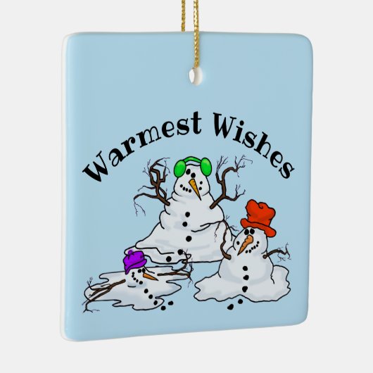 3 Snowmen kerstversiering smelten Keramisch Ornament (Rechts)