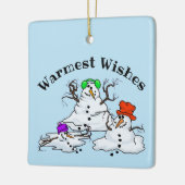 3 Snowmen kerstversiering smelten Keramisch Ornament (Links)