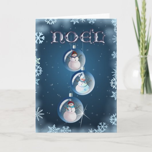 3 SNOWMEN NOEL ORNAMENTEN van SHARON SHARPE Feestdagen Kaart (Voorkant)