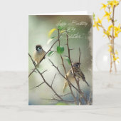 3 Song Vogels Resten Verjaardag Kaart voor uw zus (Gele Bloem)