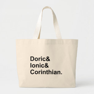 3 Soorten Griekse kolommen   Doric Ionic Corinthia Grote Tote Bag