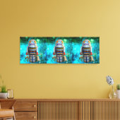 3 speelgoed robot turquoise melkweg  retro tryptis canvas afdruk (Insitu (Woonkamer))