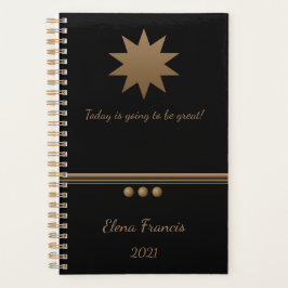 3 Sphere Brused Gold Black Professional Business Planner