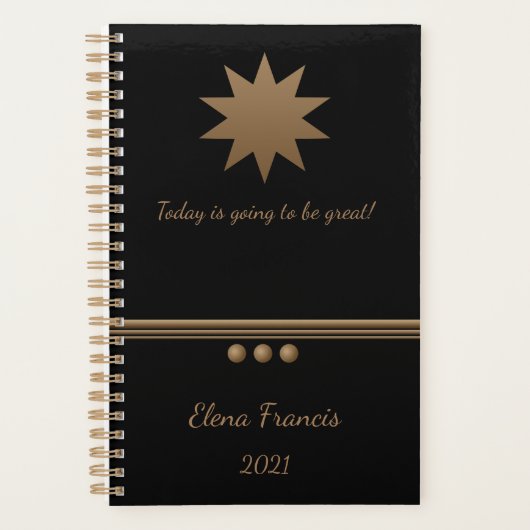 3 Sphere Brused Gold Black Professional Business Planner (Voorkant)