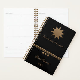 3 Sphere Brused Gold Black Professional Business Planner