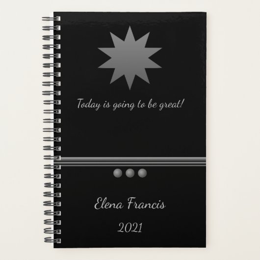 3 Sphere Silver Text Black Professional Planner (Voorkant)