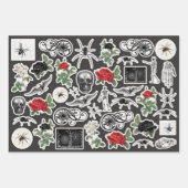 3 Spider Web Roos Halloween Collage Ephemera Blad Inpakpapier Vel (Voorkant 2)