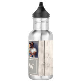 3 Square Photo Light Wood Grey Monogram Waterfles (Rechts)