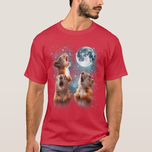 3 Squirrel Moon Howling Squirrel Head Funny for Me T-shirt (Voorkant)