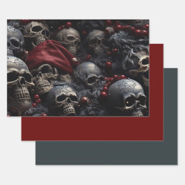 3 st. Holiday Skull inpakpapier vellen